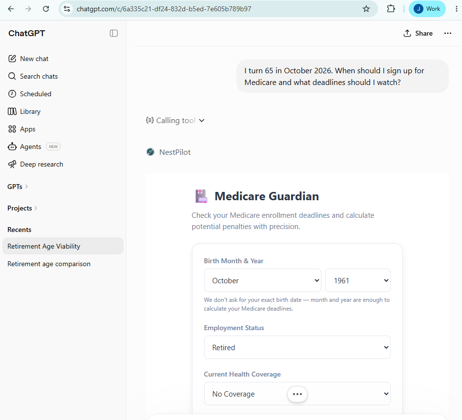 A free NestPilot Foundation tool widget rendered inside ChatGPT.
